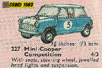 <a href='../files/catalogue/Corgi/227/1963227.jpg' target='dimg'>Corgi 1963 227  Mini Cooper Competition</a>