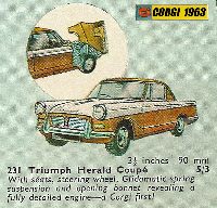 <a href='../files/catalogue/Corgi/231/1963231.jpg' target='dimg'>Corgi 1963 231  Triumph Herald</a>