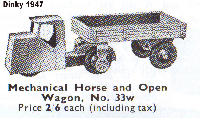 <a href='../files/catalogue/Dinky/33w/194733w.jpg' target='dimg'>Dinky 1947 33w  Mechanical Horse and Open Wagon</a>