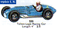 <a href='../files/catalogue/Dinky/230/1960230.jpg' target='dimg'>Dinky 1960 230  Talbot-Lago Racing Car</a>
