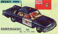 <a href='../files/catalogue/Dinky/264/1962264.jpg' target='dimg'>Dinky 1962 264  Cadillac RCMP Patrol Car</a>